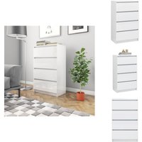 Sideboard Hochglanz-Weiß 60x35x98,5 cm Holzwerkstoff - Schubladenschrank - Sideboard - Wohnzimmermöbel - Holzwerkstoff Möbel - Weißes Sideboard von VIDAXL