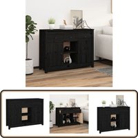 Sideboard Schwarz 100x35x74,5 cm Massivholz Kiefer - Schreibtisch - Wohnzimmermöbel - Sideboard - Holzmöbel - Massiver Tisch von VIDAXL