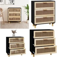 Sideboard Schwarz 60x30x70cm Massivholz Kiefer und Natur-Rattan - Schreibtisch - Wohnzimmermöbel - Sideboard Schwarz - Holz Sideboard - Rattan Sideboard Schwarz 60x30x70cm Massivholz Kiefer und Natur-Rattan - Schreibtisch - Wohnzimmermöbel - Sideboard Schwarz - Holz Sideboard - Rattan von VIDAXL