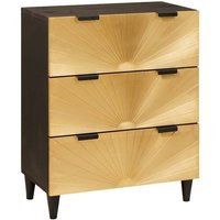 Sideboard Schwarz und Gold 60 x 33 x 75 cm massives Mangoholz vidaXL von VIDAXL
