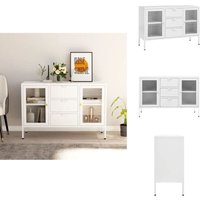 Sideboard Weiß 105x35x70 cm Stahl und Hartglas - Schreibtisch - Wohnzimmermöbel - Sideboard - Regal - Aufbewahrung Sideboard Weiß 105x35x70 cm Stahl und Hartglas - Schreibtisch - Wohnzimmermöbel - Sideboard - Regal - Aufbewahrung von VIDAXL