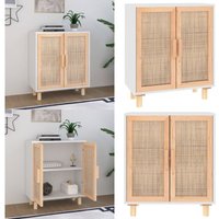 Sideboard Weiß 60x30x70 cm Massivholz Kiefer und Natur-Rattan - Schreibtisch - Wohnzimmermöbel - Sideboard - Regal - Eckschrank - Home & Living von VIDAXL