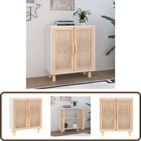 Sideboard Weiß 60x30x70 cm Massivholz Kiefer und Natur-Rattan - Schreibtisch - Wohnzimmermöbel - Sideboard - Regal - Eckschrank Sideboard Weiß 60x30x70 cm Massivholz Kiefer und Natur-Rattan - Schreibtisch - Wohnzimmermöbel - Sideboard - Regal - Eckschrank von VIDAXL
