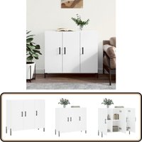 Sideboard Weiß 90x34x80 cm Holzwerkstoff - Schreibtisch - Wohnzimmermöbel - Sideboard - Regal - Aufbewahrung Sideboard Weiß 90x34x80 cm Holzwerkstoff - Schreibtisch - Wohnzimmermöbel - Sideboard - Regal - Aufbewahrung von VIDAXL