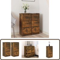 Sideboards 2 Stk. Räuchereiche 30x30x70 cm Holzwerkstoff - Sideboard - Regal - Wohnraumgestaltung - Holzmöbel - Holzwerkstoff von VIDAXL