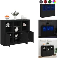 Sideboards mit LED-Leuchten 3 Stk. Schwarz Holzwerkstoff - Schwarzes Sideboard - Wohnzimmer Sideboard - tv Stand - Regal Schwarz - Holzmöbel von VIDAXL