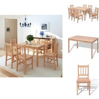 Siebenteiliges Esstisch-Set Pinienholz - Esstisch Set - Esszimmermöbel - Holztisch - Pinienholzmöbel - Essgruppe Siebenteiliges Esstisch-Set Pinienholz - Esstisch Set - Esszimmermöbel - Holztisch - Pinienholzmöbel - Essgruppe von VIDAXL