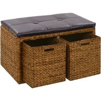 Vidaxl - Sitzbank mit 2 Körben Seegras 71×40×42 cm Braun von VIDAXL