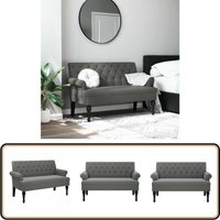 Sitzbank mit Rückenlehne Dunkelgrau 120x62x75,5 cm Stoff - Sitzbank - Wohnzimmersofa - Sofa - Polstersofa - Grau von VIDAXL