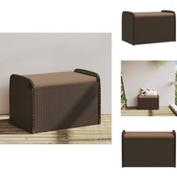 Sitzbank mit Stauraum & Kissen Braun 80x51x52 cm Poly Rattan - Sitzbank - Gartenbank - Outdoor Möbel - Polyethylen Rattan - Gartenmöbel von VIDAXL