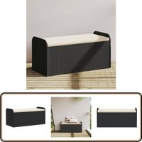 Sitzbank mit Stauraum & Kissen Schwarz 115x51x52 cm Poly Rattan - Sitzbank - Gartenbank - Outdoor Möbel - Poly Rattan - Stauraum von VIDAXL