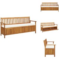 Sitzbank mit Stauraum und Sitzpolster 170 cm Massivholz Akazie - Holz Bank - Gartenbank - Außengartenmöbel - Sitzplatz - Outdoor Möbel von VIDAXL