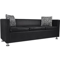 Sofa 3-Sitzer Kunstleder Schwarz Vidaxl 534314 von VIDAXL