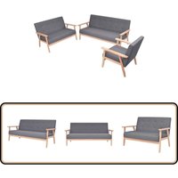 Sofa-Set 3-tlg. Stoff Dunkelgrau - Komfortables Sofa - Wohnlandschaft - Couchgarnitur - Esszimmerstuhl - Lounge Möbel Sofa-Set 3-tlg. Stoff Dunkelgrau - Komfortables Sofa - Wohnlandschaft - Couchgarnitur - Esszimmerstuhl - Lounge Möbel von VIDAXL