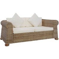 2-Sitzer-Sofa,Sofas gerade mit Kissen Natur Rattan vidaXL von BONNEVIE