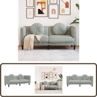 Sofa mit Kissen 2-Sitzer Hellgrau Samt - Samtsofa - Wohnzimmersofa - 2-Sitzer Sofa - Grau Sofa - Modernes Sofa von VIDAXL