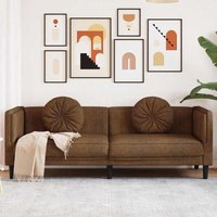 Vidaxl - 3-Sitzer Sofa mit Kissen Braun Kunstleder Wildleder-Optik von VIDAXL