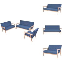 Sofagarnitur 3-tlg. Stoff Blau - Sofagarnitur - Couchgarnitur - Wohnlandschaft - Esszimmerstuhl - Lounge Möbel von VIDAXL