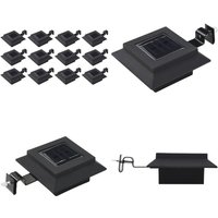 Solar-Außenleuchten 12 Stk. LED Rechteckig 12 cm Schwarz - LED Solarleuchte - Solar Lampen - Außenscheinwerfer - Gartenbeleuchtung - Deko von VIDAXL
