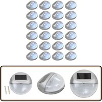 Solar-Außenleuchten für Wand LED 24 Stk. Rund Silbern - Solarlaterne - Solarleuchte - Außenscheinwerfer - Gartenbeleuchtung - LED-Lampe von VIDAXL