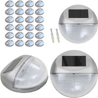 Solar-Außenleuchten für Wand led 24 Stk. Rund Silbern - Solarlaterne - Solarleuchte - Außenscheinwerfer - Gartenbeleuchtung - LED-Lampe - Home & von VIDAXL