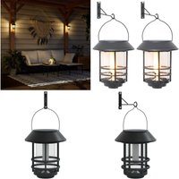 Solar-Außenwandleuchten 2 Stk. Warmweiß Flackerndes Licht - Solarlampen - Außeleuchten - Gartenbeleuchtung - Wandleuchten - LED-Gartenlights - Home & von VIDAXL