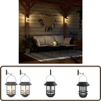 Solar-Außenwandleuchten 2 Stk. Warmweiß Flackerndes Licht - Solarlampen - Außeleuchten - Gartenbeleuchtung - Wandleuchten - LED-Gartenlights von VIDAXL