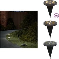Solar-Bodenleuchten mit Erdspieß 12 Stk. Warmweiß - Solarlampen - Outdoor Beleuchtung - Gartenbeleuchtung - led Lichter - Solarbetriebene Lampen von VIDAXL