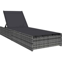 Vidaxl - Sonnenliege mit Kissen Grau 60 x 200 x 27cm Poly-Rattan von VIDAXL