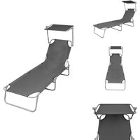 Sonnenliege Klappbar mit Sonnenschutz Stahl Grau - Sonnenliege - Gartenliege - Klappliege - Relaxliege - Poolliege Sonnenliege Klappbar mit Sonnenschutz Stahl Grau - Sonnenliege - Gartenliege - Klappliege - Relaxliege - Poolliege von VIDAXL