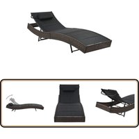 Sonnenliege Poly Rattan und Textilene Braun - Sonnenliege - Gartenliege - Rattan Liege - Outdoor Möbel - Poolliege von VIDAXL