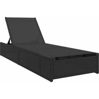 Vidaxl - Sonnenliege mit Kissen Schwarz 60 x 200 x 27cm Poly-Rattan von VIDAXL