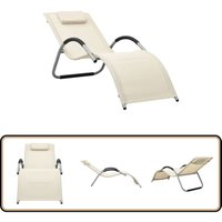 Vidaxl - Sonnenliege Textilene Creme und Grau - Sonnenliege - Gartenliege - Strandliege - Textilene Liege - Alu Liege von VIDAXL