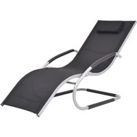 Bonnevie - Sonnenliege,Liegestuhl mit Auflage Aluminium und Textilene Schwarz vidaXL von BONNEVIE