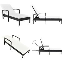 Vidaxl - Sonnenliege mit Auflage Poly Rattan Schwarz - Sonnenliege - Gartenmöbel - Outdoor Möbel - Relaxliege - Poolliege - Home & Living von VIDAXL