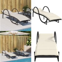 Sonnenliege mit Auflage Schwarz 60x199x42 cm Poly Rattan - Sonnenliege - Gartenliege - Outdoor Liege - Poolliege - Relaxliege - Home & Living von VIDAXL