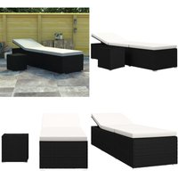 Vidaxl - Sonnenliege mit Auflage und Teetisch Poly Rattan Cremeweiß - Sonnenliege - Gartenliege - Poolliege - Relaxliege - Outdoor Möbel - Home & Vidaxl - Sonnenliege mit Auflage und Teetisch Poly Rattan Cremeweiß - Sonnenliege - Gartenliege - Poolliege - Relaxliege - Outdoor Möbel - Home & von VIDAXL