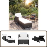 Sonnenliege mit Cremeweißer Auflage Poly Rattan Schwarz - Sonnenliege - Gartenliege - Outdoor Möbel - Rattan Liege - Poolside Lounge Chair von VIDAXL