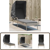 Sonnenliege mit Dach Hellgrau Poly Rattan - Sonnenliege - Gartenliege - Liege - Outdoormöbel - Pool Accessoire von VIDAXL