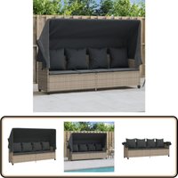 Sonnenliege mit Dach und Kissen Hellgrau Poly Rattan - Sonnenliege - Gartenliege - Liege - Outdoor Möbel - Pool Accessoire Sonnenliege mit Dach und Kissen Hellgrau Poly Rattan - Sonnenliege - Gartenliege - Liege - Outdoor Möbel - Pool Accessoire von VIDAXL