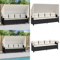Vidaxl - Sonnenliege mit Dach und Kissen Schwarz Poly Rattan - Sonnenliege - Gartenliege - Liege - Outdoor Möbel - Pool Accessoire - Home & Living von VIDAXL