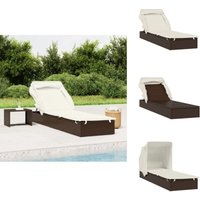 Sonnenliege mit Faltdach Braun 213x63x97 cm Poly Rattan - Sonnenliege - Gartenmöbel - Outdoor Möbel - Liege - Relaxen von VIDAXL