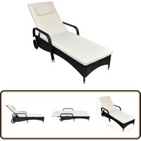 Sonnenliege mit Polster & Rollen Poly Rattan Schwarz - Sonnenliege - Relaxliege - Gartenmöbel - Rattan Möbel - Outdoor Möbel Sonnenliege mit Polster & Rollen Poly Rattan Schwarz - Sonnenliege - Relaxliege - Gartenmöbel - Rattan Möbel - Outdoor Möbel von VIDAXL