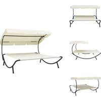 Sonnenliege mit Sonnendach Cremeweiß - Sonnenliege - Gartenmöbel - Outdoor Möbel - Liegeflächen - Pool Accessoire von VIDAXL