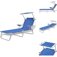 Sonnenliege mit Sonnenschutz Stahl Blau - Sonnenliege - Gartenliege - Poolliege - Relaxliege - Klappliege von VIDAXL