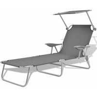 Bonnevie - Sonnenliege,Liegestuhl mit Sonnenschutz Stahl Grau vidaXL von BONNEVIE