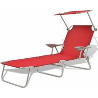 Bonnevie - Sonnenliege,Liegestuhl mit Sonnenschutz Stahl Rot vidaXL von BONNEVIE