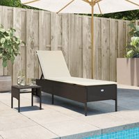 Sonnenliege mit Tisch und Auflage Braun Poly Rattan - Vidaxl von VIDAXL