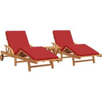Sonnenliegen 2er Set mit Kissen und Tisch Rot Massivholz Akazie Vidaxl Sonnenliegen 2er Set mit Kissen und Tisch Rot Massivholz Akazie Vidaxl von VIDAXL