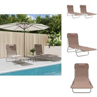 Sonnenliegen Klappbar 2 Stk. Braun Textilene und Stahl - Sonnenliegen - Gartenmöbel - Outdoor Möbel - Lounge Chair - Relaxsessel von VIDAXL